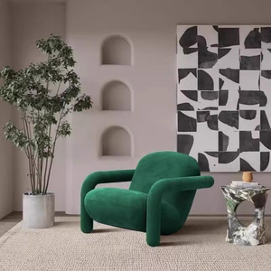 Sillones de Diseño Moderno y Creativo para Sala de Estar o Dormitorio, Tapizados en Terciopelo, con Estructura de Madera Maciza, Sillón <span class=keywords><strong>Individual</strong></span> Tipo Lounge - Product Image 2