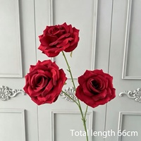 Bunga Mawar Hydrangea Sutra Merah Tua Buatan, Bahan DIY, Batang Bunga Realistis Buatan Tangan, untuk Pernikahan, Pengantin, dan Dekorasi Rumah