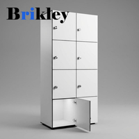 Casier compact en stratifié HPL Brikley à une colonne et cinq niveaux, épaisseur 12 mm, avec serrure électronique pour salle de sport et bureau