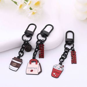 Factory Creative Fashion Versatile <b>Bag</b> Pendant Cute Coffee Metal Keychain Accessories - Product Image 2