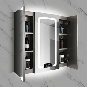 Armario de baño SS con espejo táctil, mueble de almacenamiento para dormitorio, con armario inteligente
