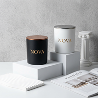 Pot à bougie en verre à fond épais 8oz 10oz 14oz avec couvercle et boîte cadeau, logo personnalisé, luxe, vide, vente en gros