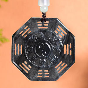 Pendentif en jadéite naturelle du Myanmar Tai Chi, bijoux pour femmes, vente en gros de jade, cadeau avec certificat d'évaluation HJ90 - Product Image 2