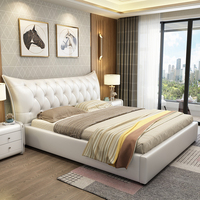 Lit king size de qualité supérieure au design moderne, cadre de lit luxueux queen size avec rangement, lit en cuir souple