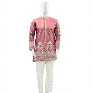 Ensemble de kurta scintillant de qualité supérieure pour homme avec broderies et perles, tenue traditionnelle indienne et pakistanaise pour festivals et mariages, coupe classique - Product Image 1