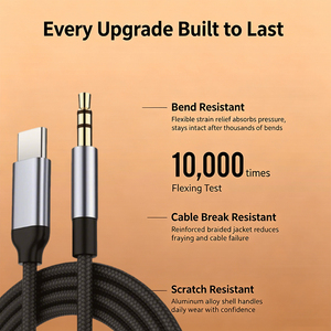 <span class=keywords><strong>สาย</strong></span>อะแดปเตอร์เสียง <span class=keywords><strong>Aux</strong></span> to USB-C เป็น <span class=keywords><strong>3.5</strong></span> มม. พร้อมปลอกหุ้ม PVC แบบถัก สำหรับรถยนต์ คอมพิวเตอร์ ลำโพง และหูฟัง - Product Image 2