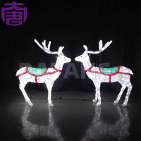 Grand motif lumineux en forme de renne 3D LED, indice de protection IP65, pour affichage en centre commercial et décorations de Noël extérieures.