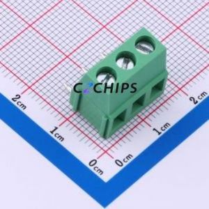 MX128R-5.0-03P-GN01-Cu-Y-A Screw Terminal Block Bent Lead Through Hole,P=5mm Connector 1x3P 5mm Green Right Angle Insert - Product Image 1