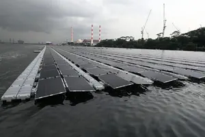 Floating Solar Power System Solar Panels At Sea