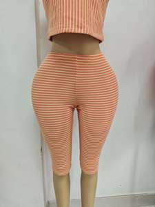 Traje Capri sin Mangas con Cuello Halter a Rayas, Estilo 2026, Transpirable, de Algodón y Elastano, Ropa de Verano Informal para Mujer, Estilo Urbano - Product Image 5