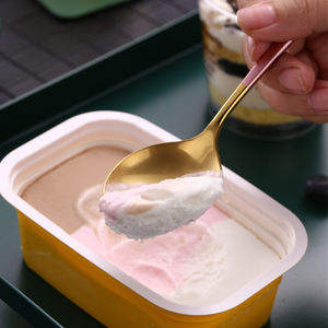 대량 다채로운 304 스테인레스 스틸 창조적 인 한국어 숟가락 황금 커피 부항 라운드 디저트 스푼 차 숟가락 - Product Image 6