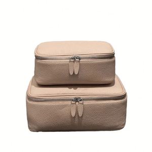 Custom Logo Litchi Texture Leather Makeup Bag Square Zipper Cosmetic Pouch - Product Image 4