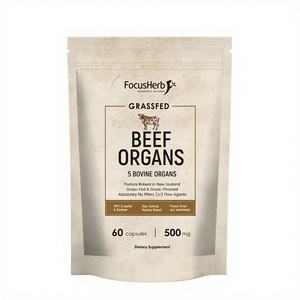 FocusHerb Grass Fed Suplemento de carne de res Hígado Corazón Riñón Páncreas Bazo Mezcla 5 en 1 Cápsula de órgano de carne de res - Product Image 1
