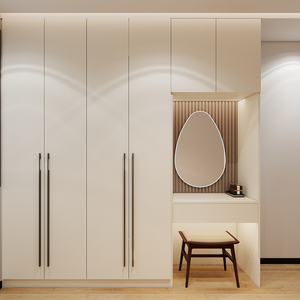 Benutzer definierte offene Holz garderobe mit Schreibtisch Moderne Schlafzimmer schränke Großer Lagers chrank für Wohn möbel Schlafzimmer kleidung - Product Image 5