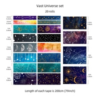 Vast Universe Decoraciones Set Oro Plata PET Washi Tape Impermeable Acrílico Galaxy Star Moon Cintas adhesivas de fusión en caliente