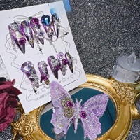 Y2K fille chaude papillon araignée couverture complète gothique Punk métal serpent papillon ongles fête autocollants à la main presse sur les ongles
