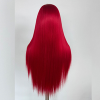 Vente en gros de perruque frontale transparente 13x4, bandeau capillaire rouge de style européen sans colle, adapté aux femmes.