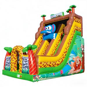 Structure gonflable d'obstacles et toboggan sur le thème du safari en jungle, en PVC écologique, pour enfants, aventure animale africaine, aire de jeux multicolore, zoo - Product Image 3