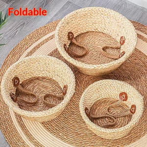 Pots et paniers à fleurs pliables en rotin tressé de style rustique, respirants et biodégradables avec housses de protection pour plantes - Product Image 3