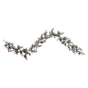Guirlande de Noël Yan Ju 180 cm, baies rouges, feuilles vertes, décoration pour la maison, décorations festives pour les fêtes - Product Image 4