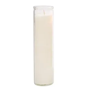 유리 항아리에 7 일 흰색기도 촛불 종교 기념 철야 및 비상 사태를위한 메모리 양초