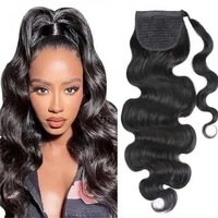 Queue de cheval en cheveux humains brésiliens Remy 10A Body Wave, cuticules alignées, 100 % naturels, pour femmes noires – Vente en gros