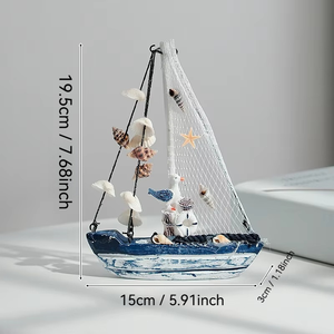 Modèle de voilier méditerranéen HYG02, <span class=keywords><strong>bateau</strong></span> en bois écologique européen pour la décoration de la maison, jouets artisanaux personnalisables en bricolage - Product Image 2