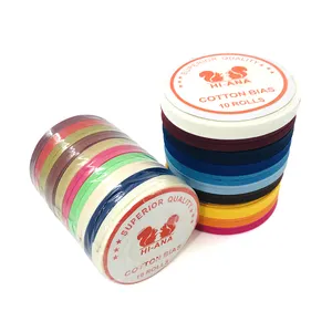 Factory Direct Commercial 100% Cotton 3/4 Inch 13 MM 1.5 CM Colorful Solid Double Fold Bias Binding Tape Webbing For Clothes