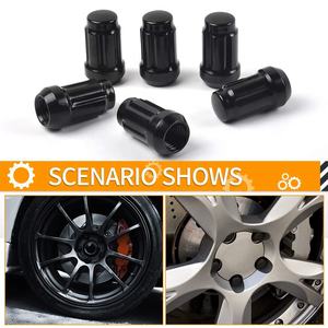 MIKKUPPA 16 écrous <span class=keywords><strong>de</strong></span> <span class=keywords><strong>roue</strong></span> cannelés noirs à filetage 3/8-24 avec clé à douille - Product Image 4