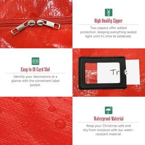 Kotak penyimpanan pohon Natal merah tahan air dengan pegangan diperkuat kotak penyimpanan liburan - Product Image 3