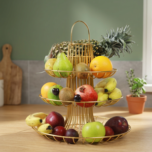 Support à fruits en métal à trois niveaux, rond, moderne, pour la cuisine, rangement durable, conteneur alimentaire - Product Image 5
