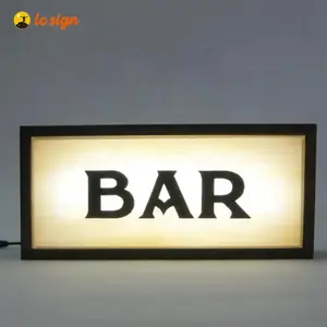 Movable Coffee Shop Snack Bar Display Acrylic LED Light Box Sign On Table