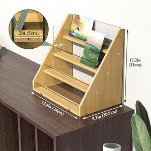 Bamboo Acrylic Greeting Card <b>Rack</b> 3 Tier Desktop Display Shelf Modern Storage Organizer for Cards Postcards Decorative Use - Product Image 3