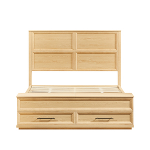 <b>Queen</b> <b>Size</b> <b>Bed</b> With Storage Bench 4 Drawer Oak Modern Bedroom Furniture - Product Image 5