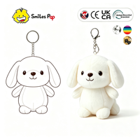 Porte-clés en peluche personnalisé en forme de chien de dessin animé, jouet doux pour enfants, idéal pour cadeau, voiture, téléphone, sac