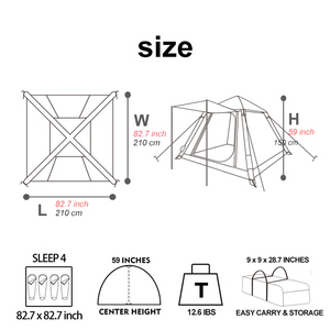Carpa Inflable para Acampar, Carpa Grande, Refugio Portátil Inflable para Exteriores, Resistente a los Rayos UV, Impermeable, <span class=keywords><strong>Casa</strong></span> de Glamping Familiar - Product Image 3