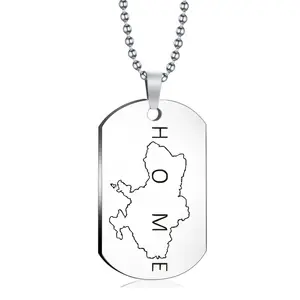 Can Be Engraved New Jewelry Home Ukraine National Line Map Stainless Steel Simple Key Chain Necklace
