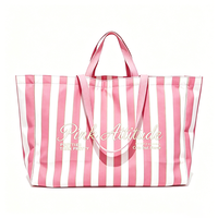 Sac fourre-tout en toile rayé avec poignée, grande taille, bandoulière réglable, pour sublimation, idéal pour les vacances d'été à la plage pour filles