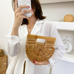 Nuevo Bolso de Mano de Bambú con Cuentas para Mujer, con Cierre Abierto y Forro de Poliéster - Product Image 4