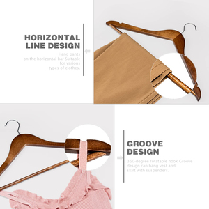 Cintres en bois naturel noir économiques pour vêtements, manteaux et pantalons, personnalisables avec logo, vente en gros - Product Image 3