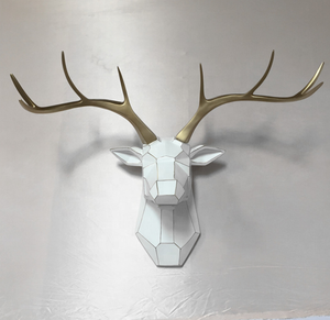 Usine Guangzhou Sculpture murale moderne de style chinois Découpe géométrique Tête de <span class=keywords><strong>cerf</strong></span> animal 3D Décoration intérieure pour Offre Spéciale - Product Image 5
