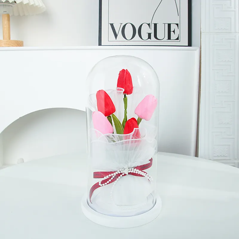 Valentine's Day Gifts Eternal Flower Rose Glass Dome Preserved Rose Artificial Flowers Forever Roses