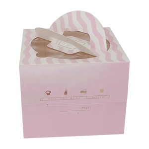 Hộp Bánh Cao Cấp Hình Vuông Màu Hồng Thiết Kế Tùy Chỉnh In Sinh Nhật Đám Cưới Có Tay Cầm Và Hộp Bánh Cửa Sổ Trong Suốt - Product Image 2