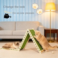 Tente griffoir pliable moderne pour chat de Noël avec sisal et feutre de bois, structure d'escalade pour chat à hauteur réglable, emballée en carton avec jouet