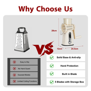 Tay quay thực phẩm Con lăn Rau cắt trống Shredder pho mát vắt máy với container xử lý - Product Image 5