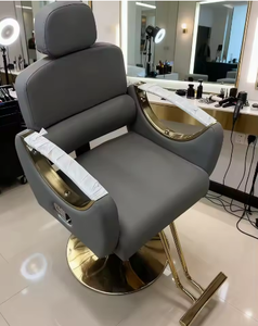 Nouvelle chaise de salon blanche en métal électroplaqué pour la coupe et la coloration des cheveux, avec levage simple en cuir, pouvant être retournée à l'envers, chaise de barbier - Product Image 4
