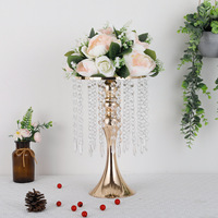 Décoration de fête de mariage, centre de table, vase à fleurs en métal doré et cristal haut, pour tables