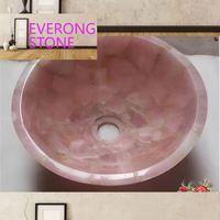 Luxe Brésil Quartz Cristal Rose Rose Quartz Lavabo rond pour Villa Salle de bain