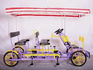 Bicicleta Surrey <span class=keywords><strong>de</strong></span> <span class=keywords><strong>4</strong></span> Ruedas para <span class=keywords><strong>4</strong></span>-6 <span class=keywords><strong>Personas</strong></span>, Cuatriciclo Turístico con Toldo - Product Image 4