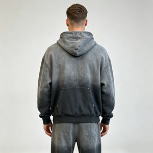 Men's sets Hooded Sweatshirt Set Printed French Terry Street Style Autumn Wear Black with <b>White</b> Pattern hoodie <b>joggers</b> wide leg - Product Image 5